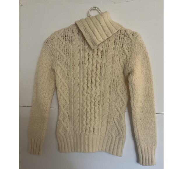GAP Y2K Wool Camel Hair Cable Knit Button Turtleneck Sweater Women’s S Vintage - Picture 3 of 8